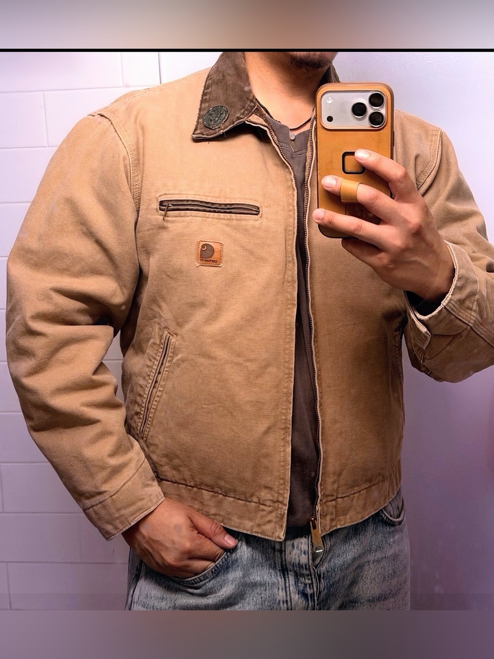 Carhartt Detroit J97 SDL Sandstone Work Jacket - Saddle Color